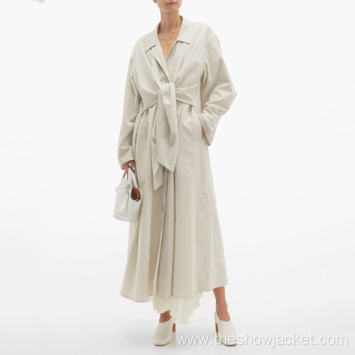 Custom Elegance Ladies Long Solid Color Trench Coat